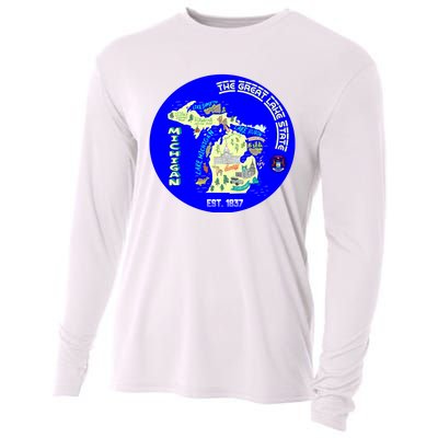 Michigan Circle Emblem The Great Lake State Cooling Performance Long Sleeve Crew