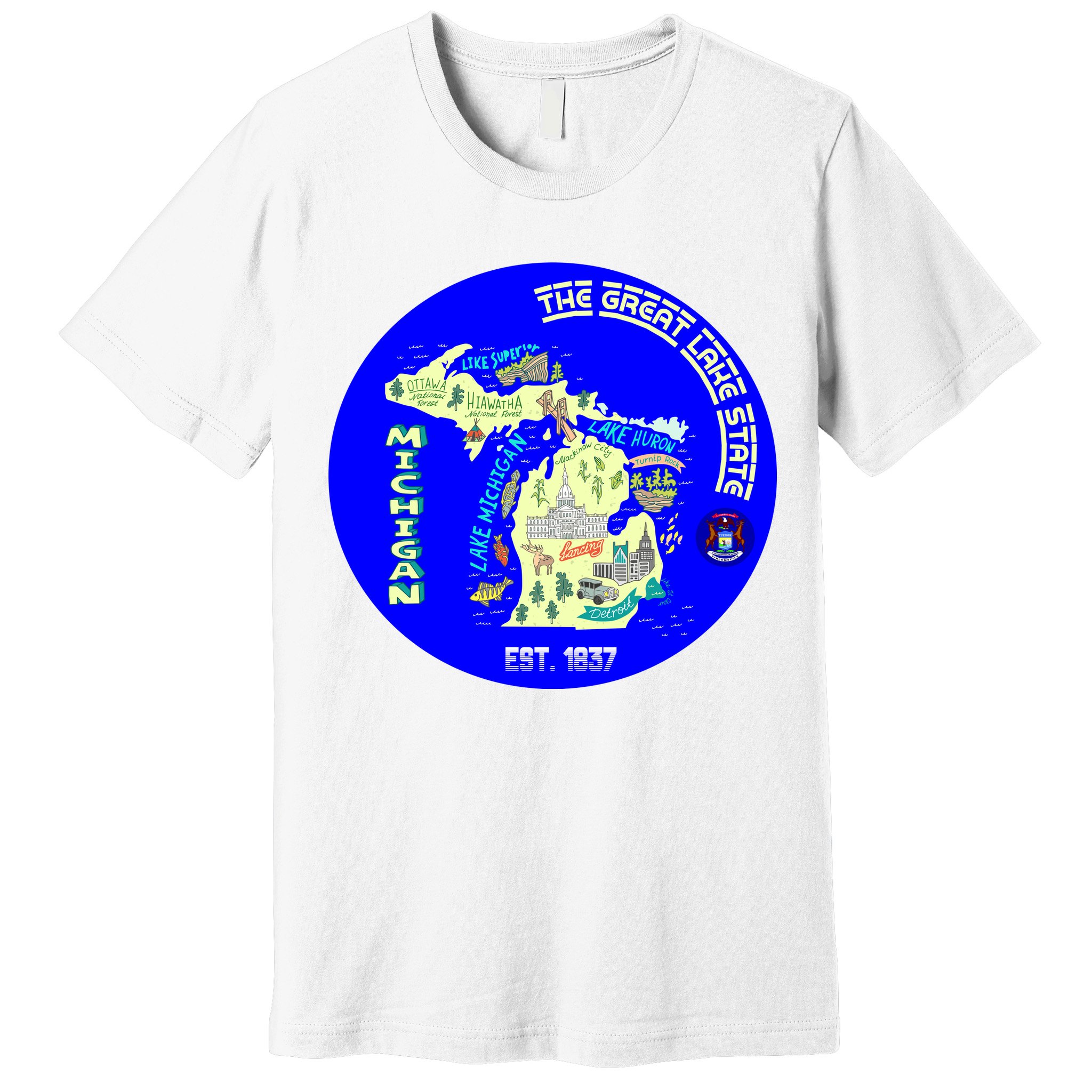 Michigan Circle Emblem The Great Lake State Premium T-Shirt