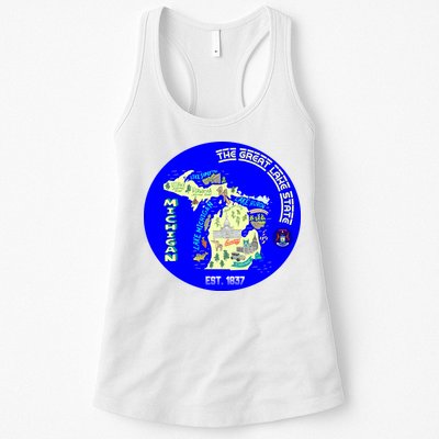 Michigan Circle Emblem The Great Lake State Womens Tank Top