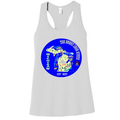 Michigan Circle Emblem The Great Lake State Women's Racerback Tank