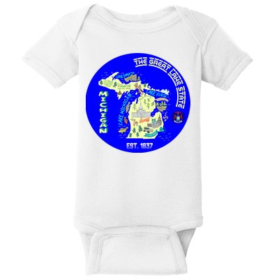 Michigan Circle Emblem The Great Lake State Baby Bodysuit