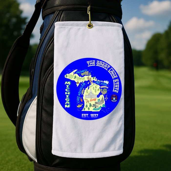 Michigan Circle Emblem The Great Lake State Golf Towel