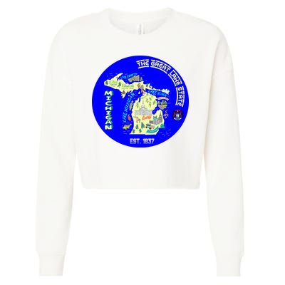 Michigan Circle Emblem The Great Lake State Cropped Pullover Crew