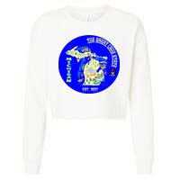 Michigan Circle Emblem The Great Lake State Cropped Pullover Crew