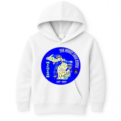Michigan Circle Emblem The Great Lake State Kids Hoodie