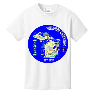 Michigan Circle Emblem The Great Lake State Kids T-Shirt