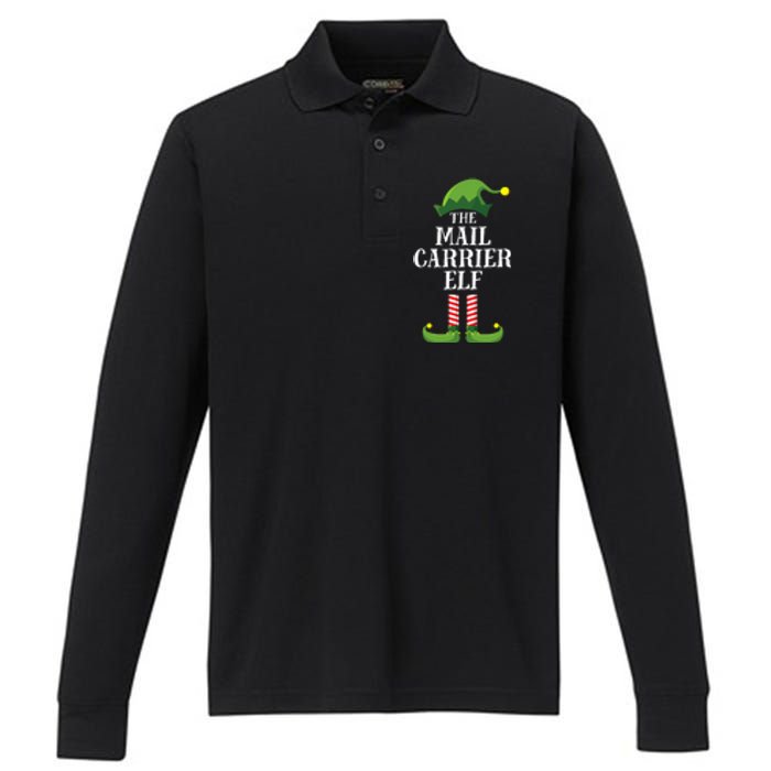 Mail Carrier Elf Matching Family Group Christmas Party Pj Performance Long Sleeve Polo