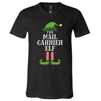 Mail Carrier Elf Matching Family Group Christmas Party Pj V-Neck T-Shirt