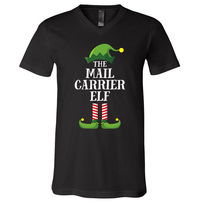 Mail Carrier Elf Matching Family Group Christmas Party Pj V-Neck T-Shirt