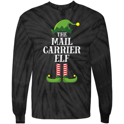 Mail Carrier Elf Matching Family Group Christmas Party Pj Tie-Dye Long Sleeve Shirt