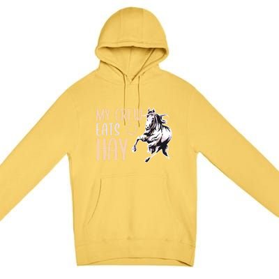 My Crew Eats Hay Horse Horseback Riding Gift Premium Pullover Hoodie