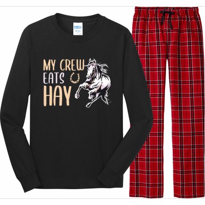 My Crew Eats Hay Horse Horseback Riding Gift Long Sleeve Pajama Set