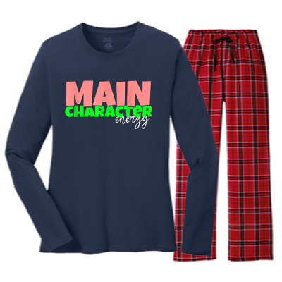 Main Character Energy SMH Specialties Women's Long Sleeve Flannel Pajama Set 