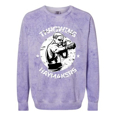 Mma Cage Fighter Throwing Haymakers Mixed Martial Arts Gift Colorblast Crewneck Sweatshirt