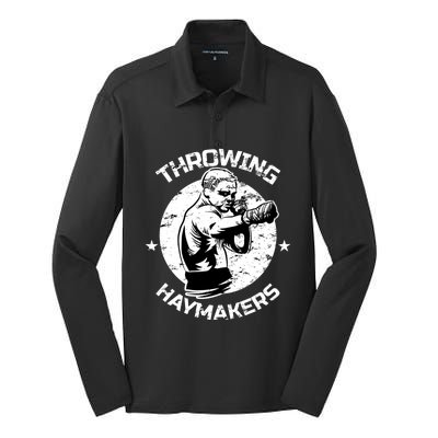 Mma Cage Fighter Throwing Haymakers Mixed Martial Arts Gift Silk Touch Performance Long Sleeve Polo