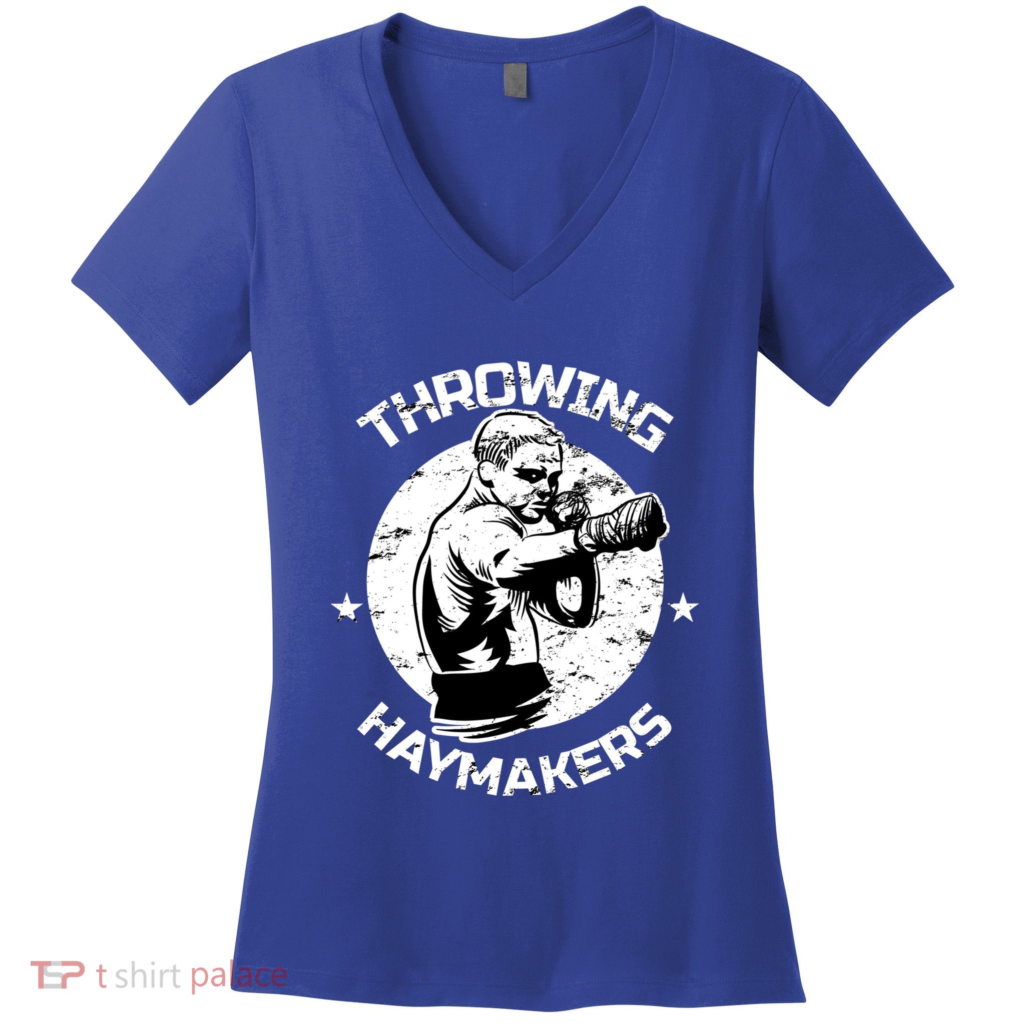 Mma Cage Fighter Throwing Haymakers Mixed Martial Arts Gift Women's V-Neck T-Shirt