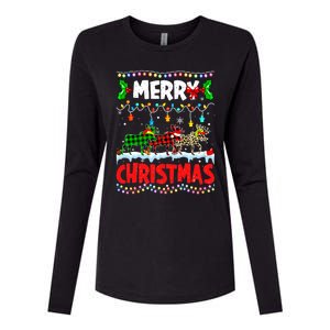 Merry Christmas Funny Buffalo Plaid Moose Animals Xmas Gift Womens Cotton Relaxed Long Sleeve T-Shirt