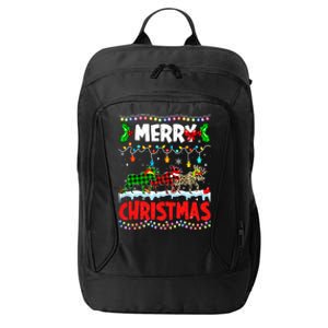 Merry Christmas Funny Buffalo Plaid Moose Animals Xmas Gift City Backpack