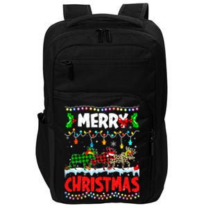 Merry Christmas Funny Buffalo Plaid Moose Animals Xmas Gift Impact Tech Backpack