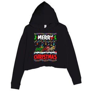 Merry Christmas Funny Buffalo Plaid Moose Animals Xmas Gift Crop Fleece Hoodie