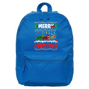 Merry Christmas Funny Buffalo Plaid Moose Animals Xmas Gift 16 in Basic Backpack