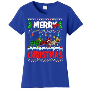 Merry Christmas Funny Buffalo Plaid Moose Animals Xmas Gift Women's T-Shirt