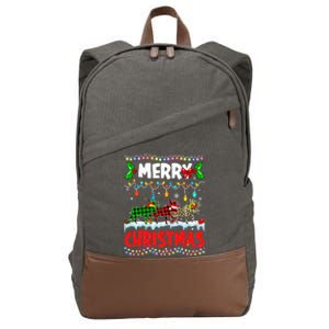 Merry Christmas Funny Buffalo Plaid Moose Animals Xmas Gift Cotton Canvas Backpack