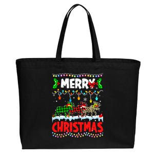 Merry Christmas Funny Buffalo Plaid Moose Animals Xmas Gift Cotton Canvas Jumbo Tote