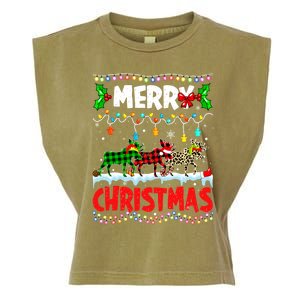 Merry Christmas Funny Buffalo Plaid Moose Animals Xmas Gift Garment-Dyed Women's Muscle Tee