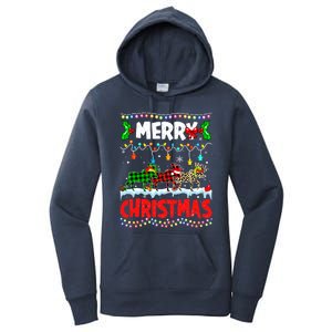 Merry Christmas Funny Buffalo Plaid Moose Animals Xmas Gift Women's Pullover Hoodie