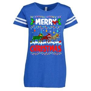 Merry Christmas Funny Buffalo Plaid Moose Animals Xmas Gift Enza Ladies Jersey Football T-Shirt