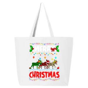 Merry Christmas Funny Buffalo Plaid Moose Animals Xmas Gift 25L Jumbo Tote