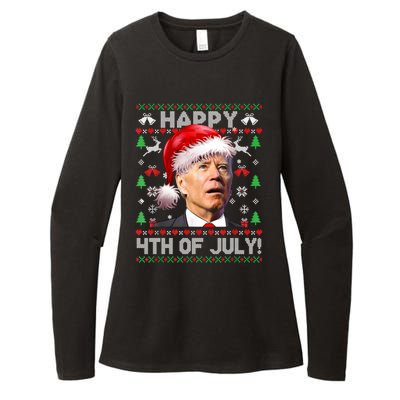 Merry Christmas Funny Joe Biden Happy 4th Of July Ugly Xmas Gift Womens CVC Long Sleeve Shirt