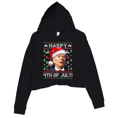 Merry Christmas Funny Joe Biden Happy 4th Of July Ugly Xmas Gift Crop Fleece Hoodie