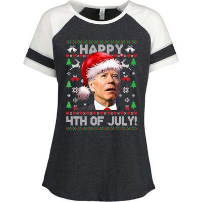 Merry Christmas Funny Joe Biden Happy 4th Of July Ugly Xmas Gift Enza Ladies Jersey Colorblock Tee