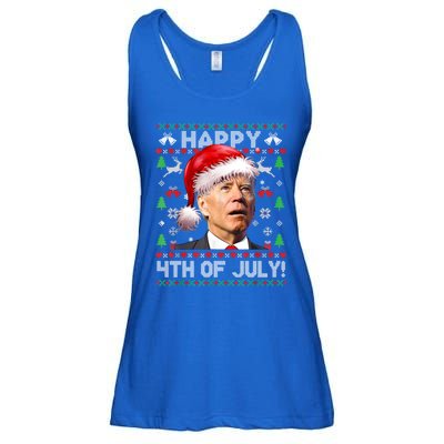 Merry Christmas Funny Joe Biden Happy 4th Of July Ugly Xmas Gift Ladies Essential Flowy Tank