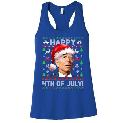 Merry Christmas Funny Joe Biden Happy 4th Of July Ugly Xmas Gift Women's Racerback Tank