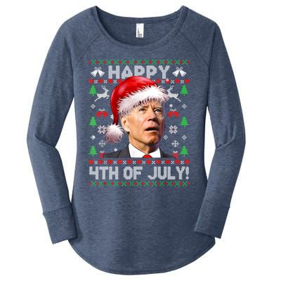 Merry Christmas Funny Joe Biden Happy 4th Of July Ugly Xmas Gift Women's Perfect Tri Tunic Long Sleeve Shirt