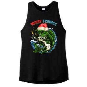 Merry Christmas Fishmas Fishing Fish Present Ladies PosiCharge Tri-Blend Wicking Tank