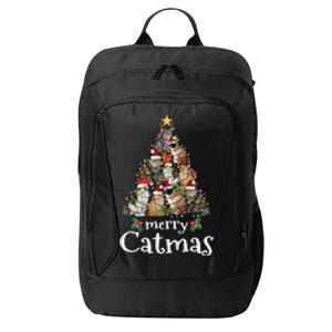 Merry Catmas Funny Cat Mom Cat Dad Christmas Cat Gift City Backpack