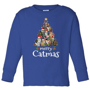 Merry Catmas Funny Cat Mom Cat Dad Christmas Cat Gift Toddler Long Sleeve Shirt