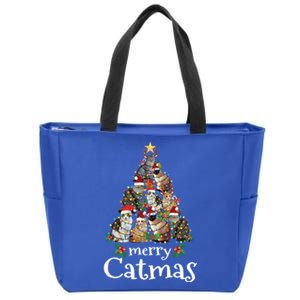 Merry Catmas Funny Cat Mom Cat Dad Christmas Cat Gift Zip Tote Bag