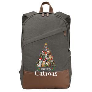 Merry Catmas Funny Cat Mom Cat Dad Christmas Cat Gift Cotton Canvas Backpack