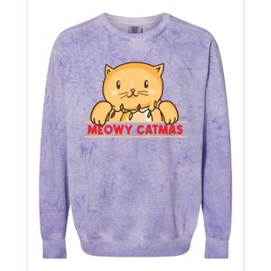 Merry Christmas For Cat Lover Cat Pajama Xmas Meowy Catmas Gift Colorblast Crewneck Sweatshirt