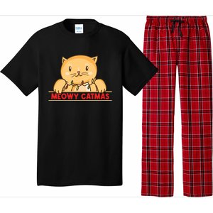 Merry Christmas For Cat Lover Cat Pajama Xmas Meowy Catmas Gift Pajama Set