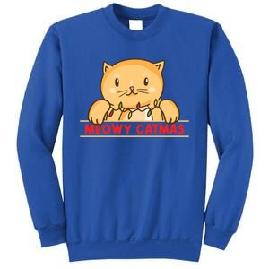 Merry Christmas For Cat Lover Cat Pajama Xmas Meowy Catmas Gift Sweatshirt