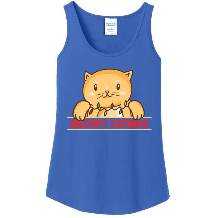 Merry Christmas For Cat Lover Cat Pajama Xmas Meowy Catmas Gift Ladies Essential Tank