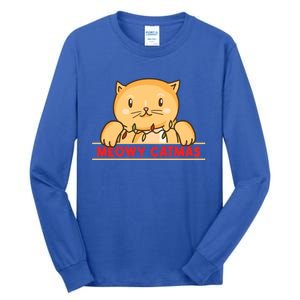 Merry Christmas For Cat Lover Cat Pajama Xmas Meowy Catmas Gift Tall Long Sleeve T-Shirt