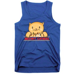 Merry Christmas For Cat Lover Cat Pajama Xmas Meowy Catmas Gift Tank Top