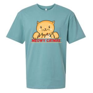 Merry Christmas For Cat Lover Cat Pajama Xmas Meowy Catmas Gift Sueded Cloud Jersey T-Shirt